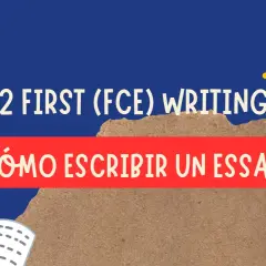 Aprende la estructura de un essay B2 First (FCE) con esta guía visual. Lápices, libros y una bombilla de ideas te ayudarán a escribir.