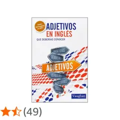 Libro "Adjetivos en Inglés" con señalización de "Verbos Irregulares" y "Adjetivos".