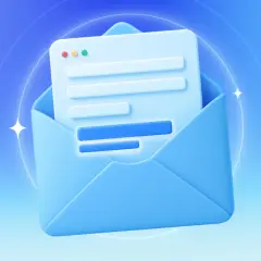 Sobre un fondo azul degradado, un sobre azul abierto revela un documento con líneas de texto, simulando un correo electrónico. El logo de Spark aparece en la esquina superior izquierda.