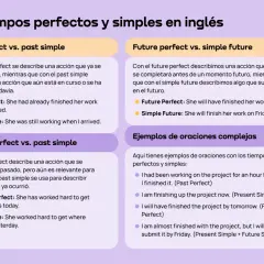 Comparación de tiempos verbales en inglés: past simple, continuous y perfect. Ejemplos de uso.