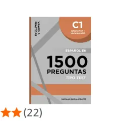 Libro "Español en 1500 preguntas tipo test" para nivel C1, ideal para practicar gramática y vocabulario.