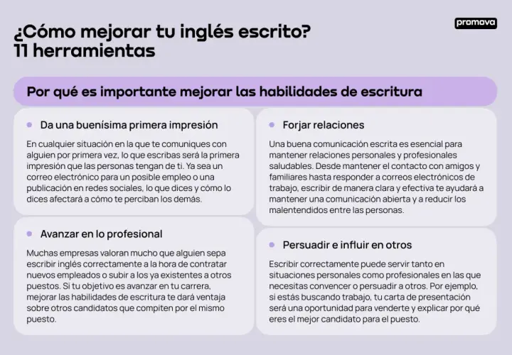 Mejorar tu **writing** es clave para causar buena impresión, avanzar profesionalmente, forjar relaciones y persuadir.