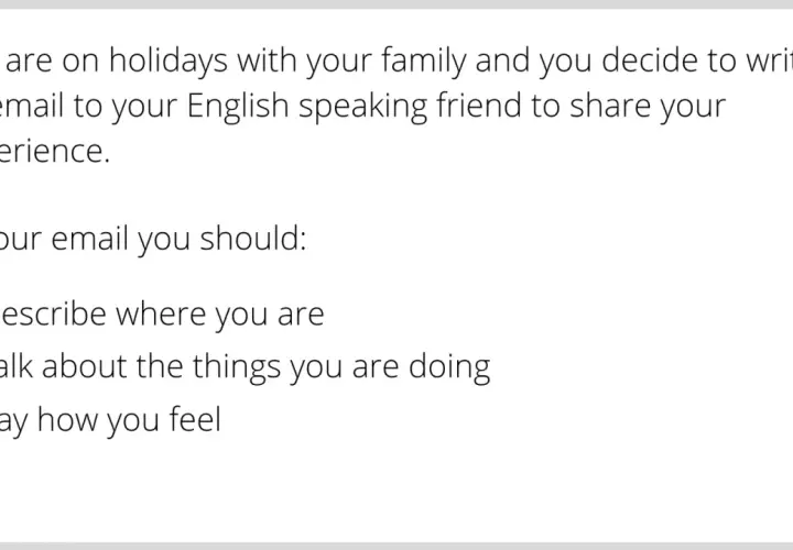 Instrucciones para escribir una carta informal en inglés: describe tus vacaciones, actividades y sentimientos a un amigo.