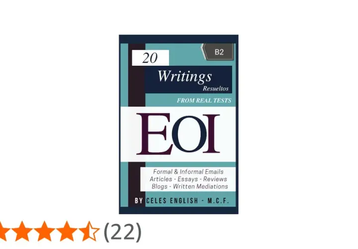 Libro "Writings Resueltos" para B2, con ejemplos de frases para writing, artículos, ensayos y más.