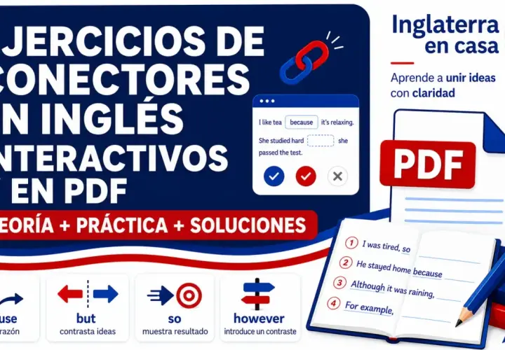 Ejercicios interactivos y en PDF para aprender conectores en inglés para añadir información, con teoría, práctica y soluciones.