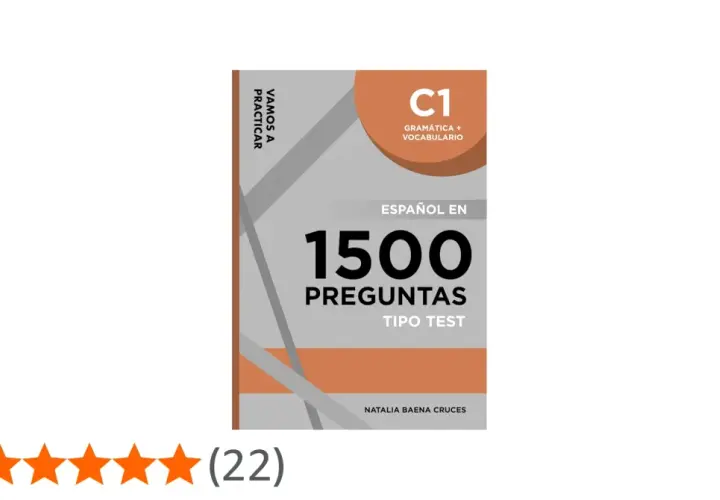 Libro "Español en 1500 preguntas tipo test" para nivel C1, ideal para practicar gramática y vocabulario.