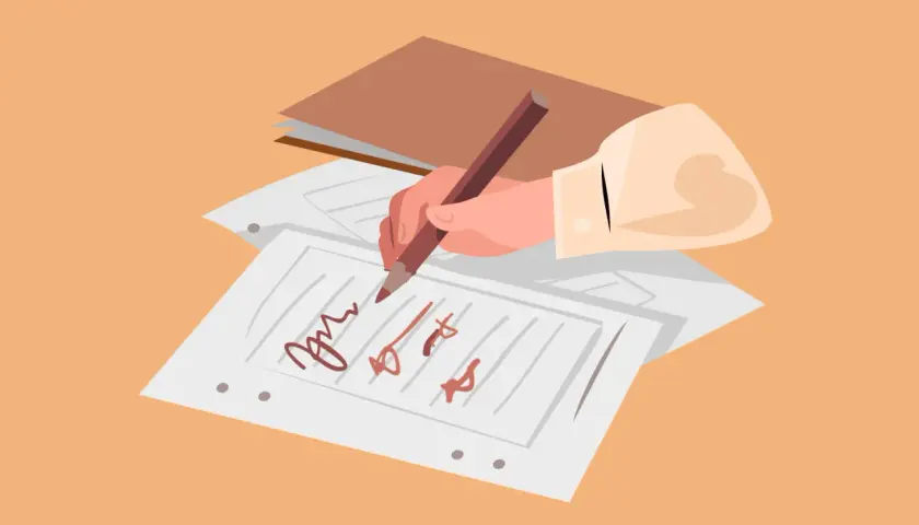 Mano escribiendo en papel, aprendiendo como hacer un buen writing.