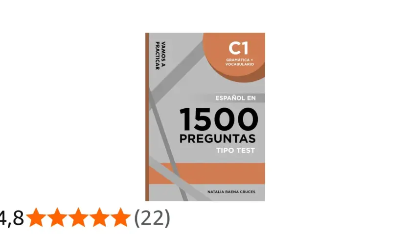 Libro "Español en 1500 preguntas tipo test" para nivel C1, ideal para practicar gramática y vocabulario.