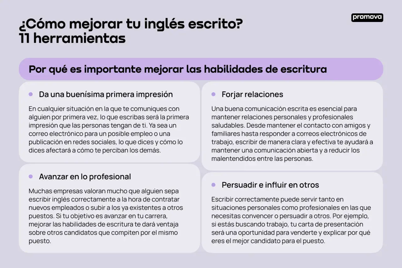 Mejorar tu **writing** es clave para causar buena impresión, avanzar profesionalmente, forjar relaciones y persuadir.