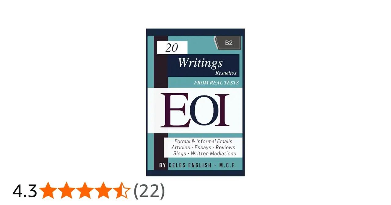 Libro "Writings Resueltos" para B2, con ejemplos de frases para writing, artículos, ensayos y más.