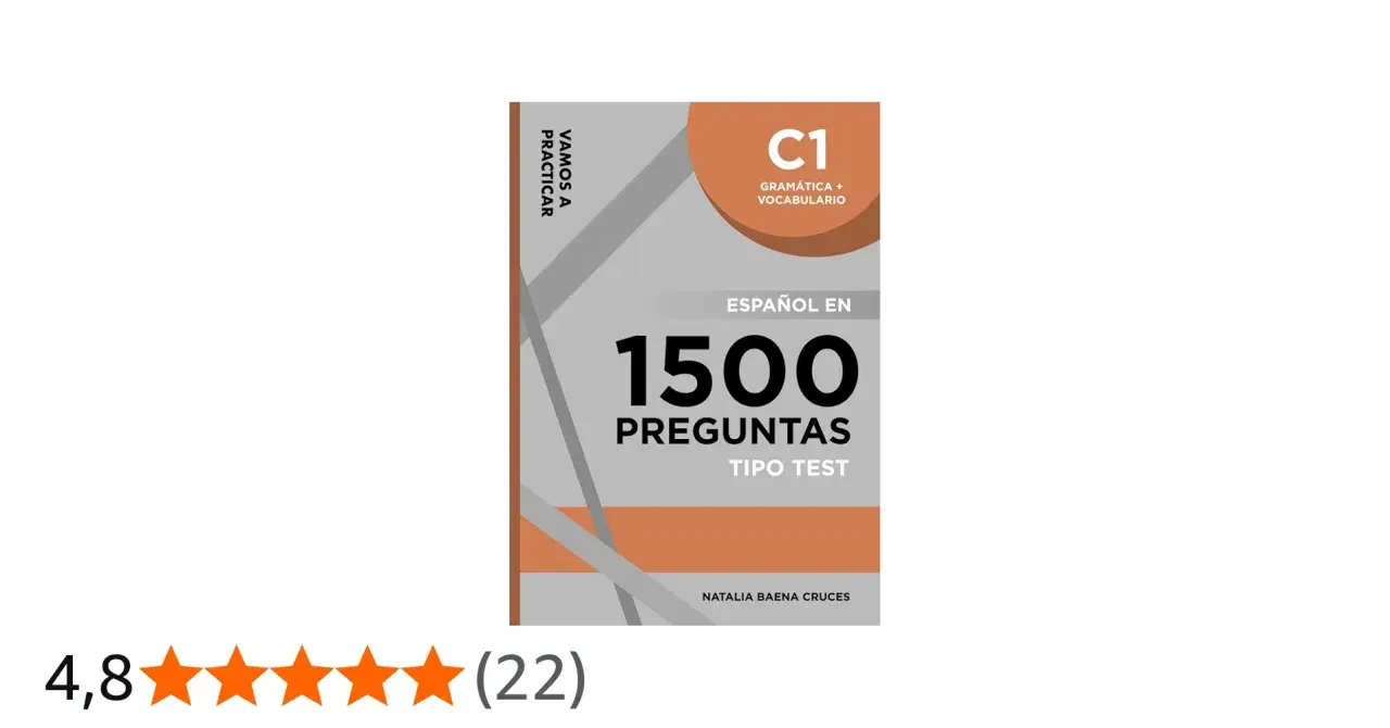 Libro "Español en 1500 preguntas tipo test" para nivel C1, ideal para practicar gramática y vocabulario.