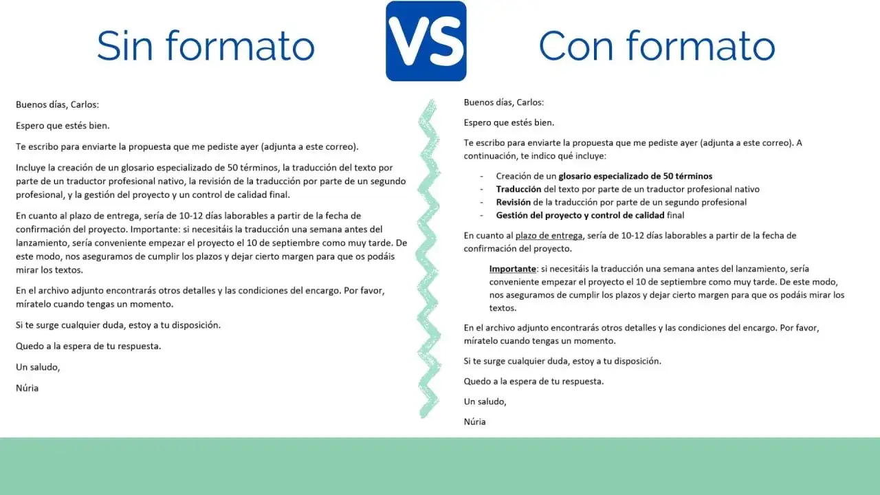 Ejemplo de c&oacute;mo saludar en un email formal: 