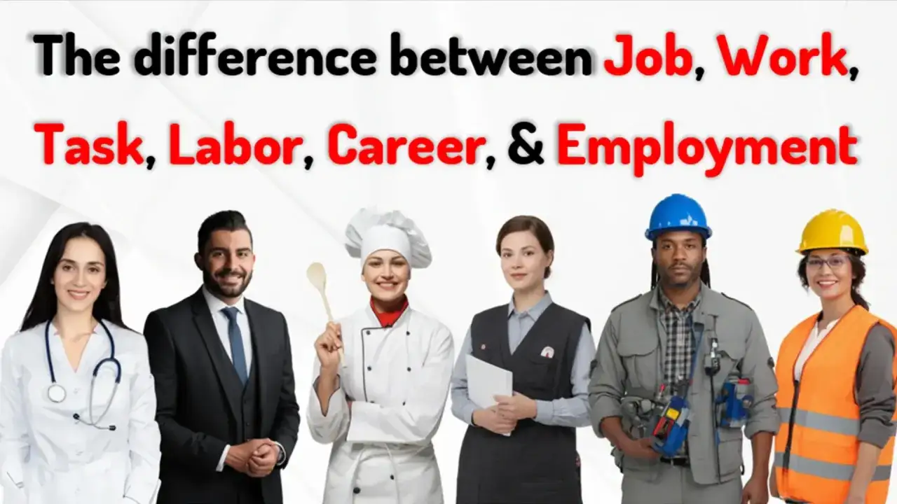 Profesionales de diversas &aacute;reas explican la diferencia entre job y work, mostrando sus roles.